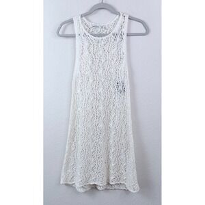 Abercrombie Crochet Knit Dress Girls XL 16 Ivory Sleeveless Boho Beach Cover Up